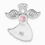 Sterling Silver Rhodium-plated Pink and Clear CZ Angel Chain Slide Pendant - Product Photo