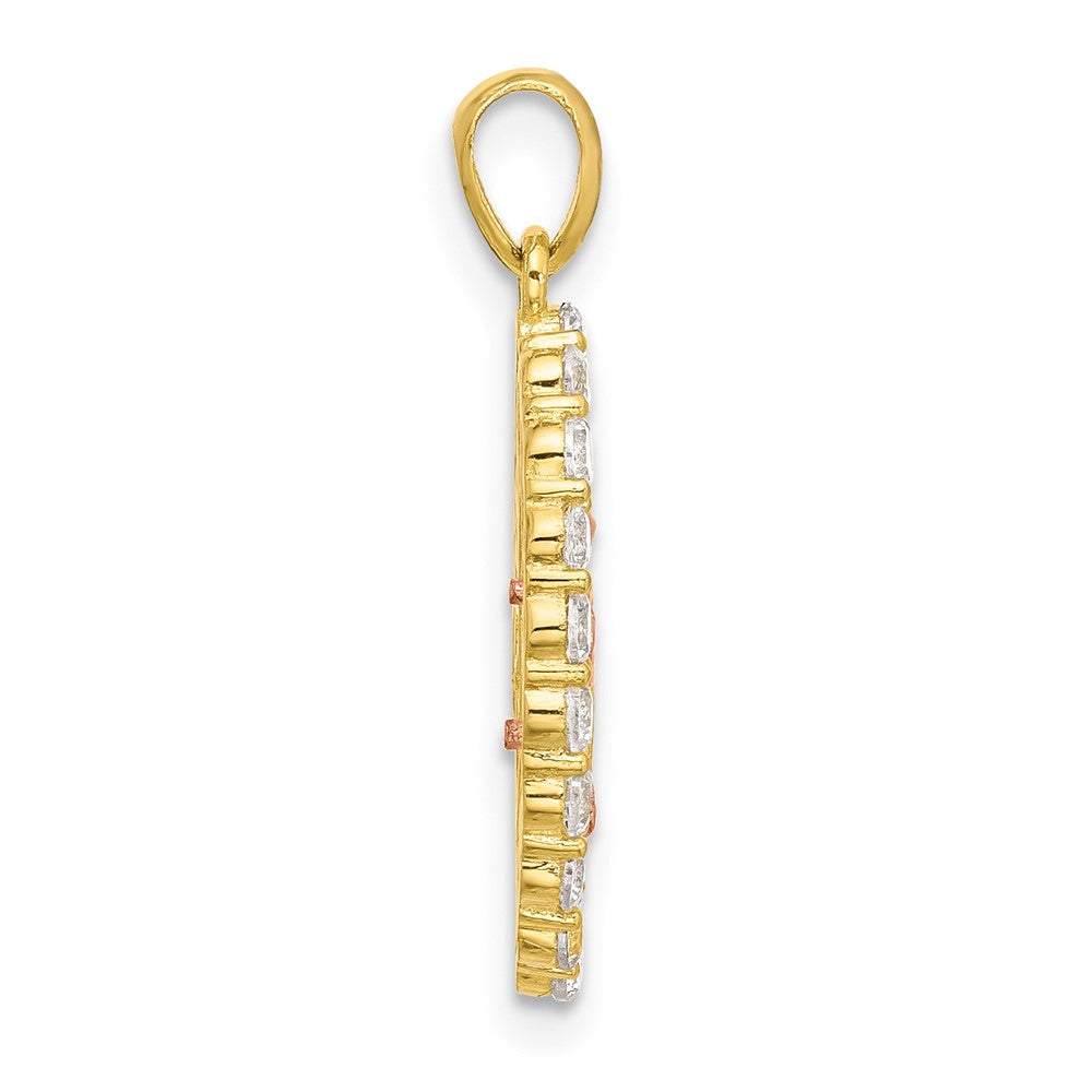 Sterling Silver Gold and Rose-tone CZ Our Lady of Guadalupe Oval Pendant - Product Photo