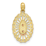 Sterling Silver Gold and Rose-tone CZ Our Lady of Guadalupe Oval Pendant - Product Photo