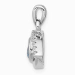 Sterling Silver Rhodium-plated Blue Zircon and CZ Evil Eye Pendant - Product Photo