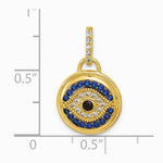 Sterling Silver Gold-tone Black Rhodium CZ and Nano Crystal Evil Eye Pendant - Product Photo