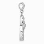 Sterling Silver Rhodium-plated CZ Evil Eye Hamsa Pendant - Product Photo