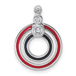 Sterling Silver Rhodium-plated CZ Black/Red Enamel Circle Pendant - Product Photo