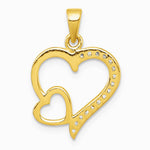 Sterling Silver Gold-tone Polished CZ Heart Pendant - Product Photo