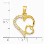 Sterling Silver Gold-tone Polished CZ Heart Pendant - Product Photo