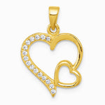 Sterling Silver Gold-tone Polished CZ Heart Pendant - Product Photo