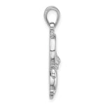 Sterling Silver Rhodium-plated Polished MOP Hanging Cat Pendant - Product Photo