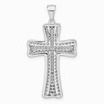 Sterling Silver Rhodium-plated Polished CZ Cross Pendant - Product Photo