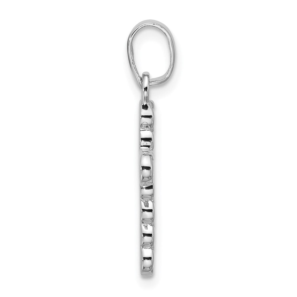 Sterling Silver Rhodium-plated CZ Polished Cross Pendant - Product Photo