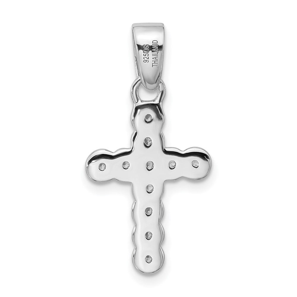 Sterling Silver Rhodium-plated CZ Polished Cross Pendant - Product Photo