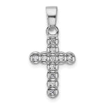 Sterling Silver Rhodium-plated CZ Polished Cross Pendant - Product Photo