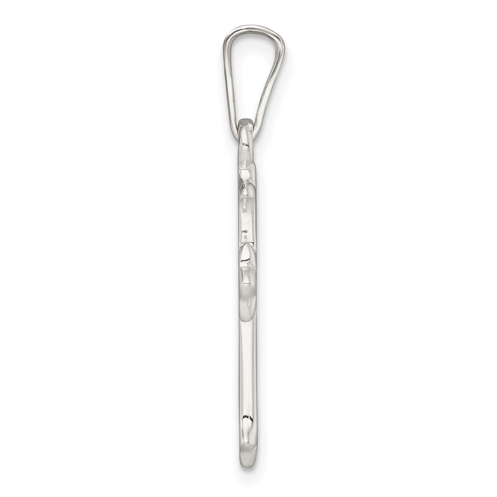 Sterling Silver Polished and Textured Cross Pendant - Product Photo