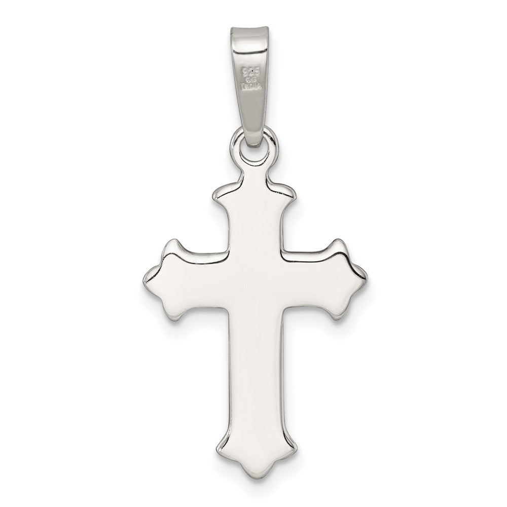Sterling Silver Polished and Textured Cross Pendant - Product Photo