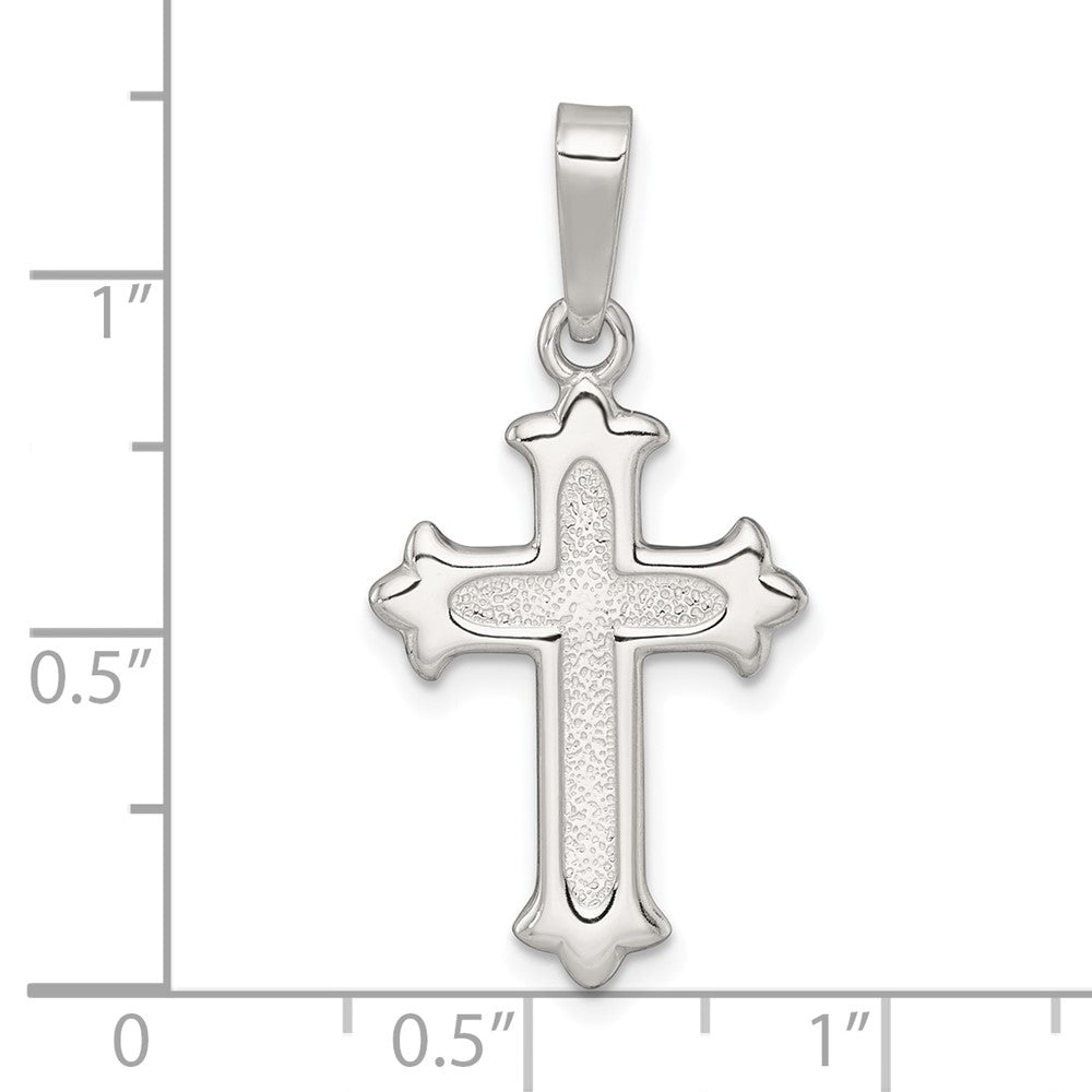 Sterling Silver Polished and Textured Cross Pendant - Product Photo