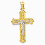 Sterling Silver Rhodium-plated Gold-tone Polished Crucifix Cross Pendant - Product Photo