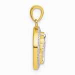Sterling Silver Rhodium-plated Gold-tone Polished CZ Miraculous Medal Pendant - Product Photo