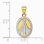 Sterling Silver Rhodium-plated Gold-tone Polished CZ Miraculous Medal Pendant - Product Photo