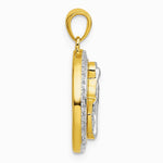 Sterling Silver Rhodium-plated Gold-tone CZ Miraculous Medal Pendant - Product Photo