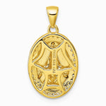 Sterling Silver Rhodium-plated Gold-tone CZ Miraculous Medal Pendant - Product Photo