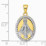 Sterling Silver Rhodium-plated Gold-tone CZ Miraculous Medal Pendant - Product Photo