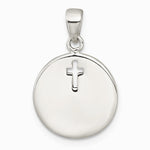 Sterling Silver Polished Enamel GIFT FROM GOD Cross Disc Pendant - Product Photo