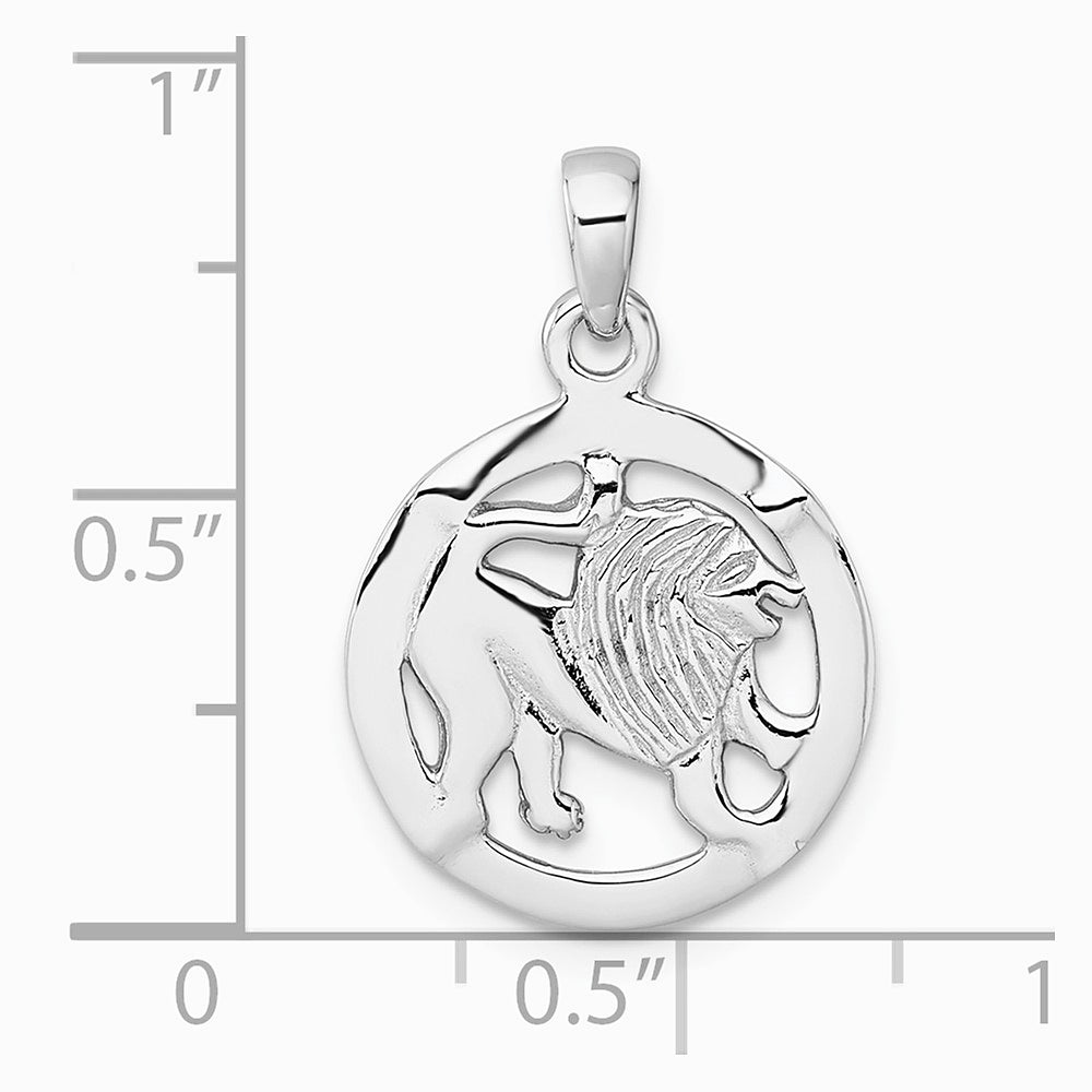 Sterling Silver Rhodium-plated Polished Leo Zodiac Pendant - Product Photo