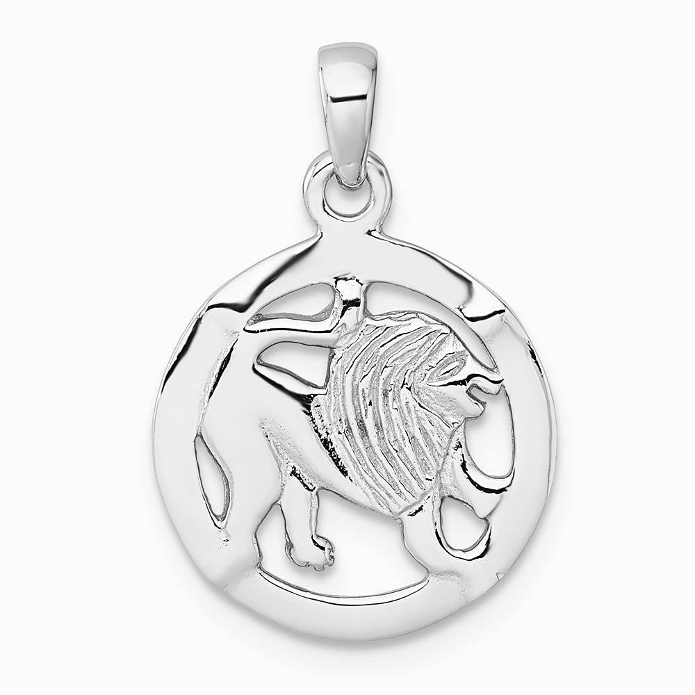 Sterling Silver Rhodium-plated Polished Leo Zodiac Pendant - Product Photo