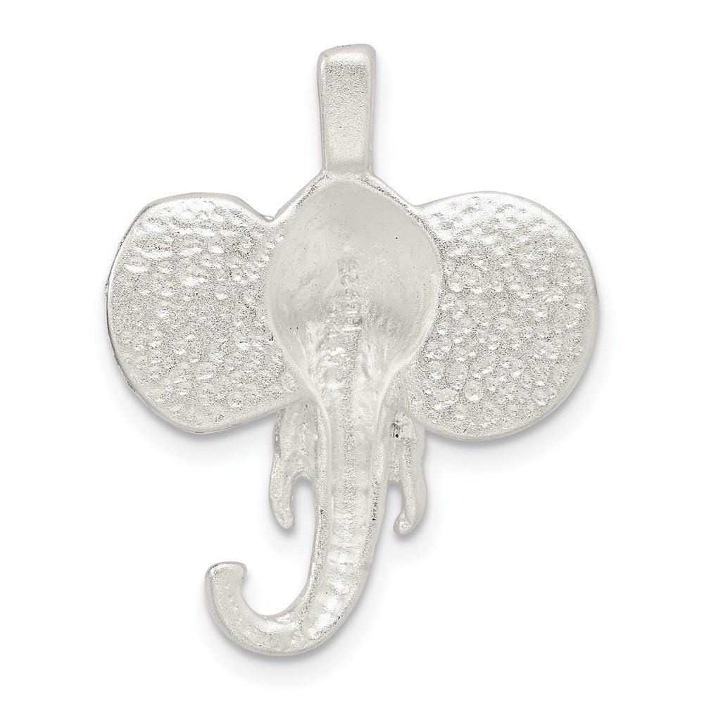 Sterling Silver Satin Elephant Head Charm - Product Photo