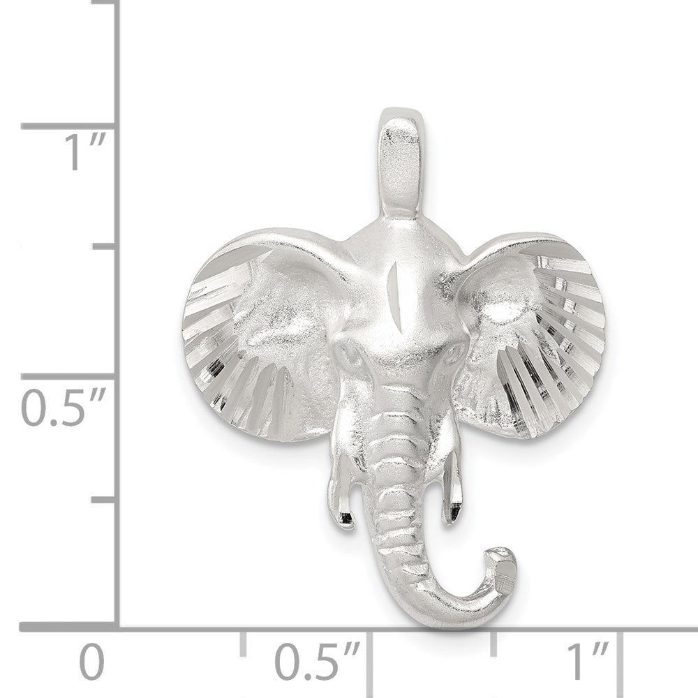 Sterling Silver Satin Elephant Head Charm - Product Photo
