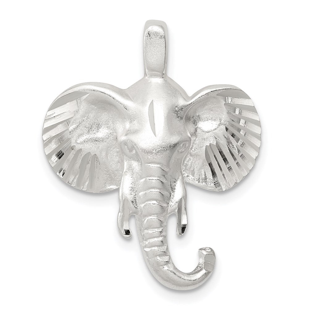 Sterling Silver Satin Elephant Head Charm - Product Photo