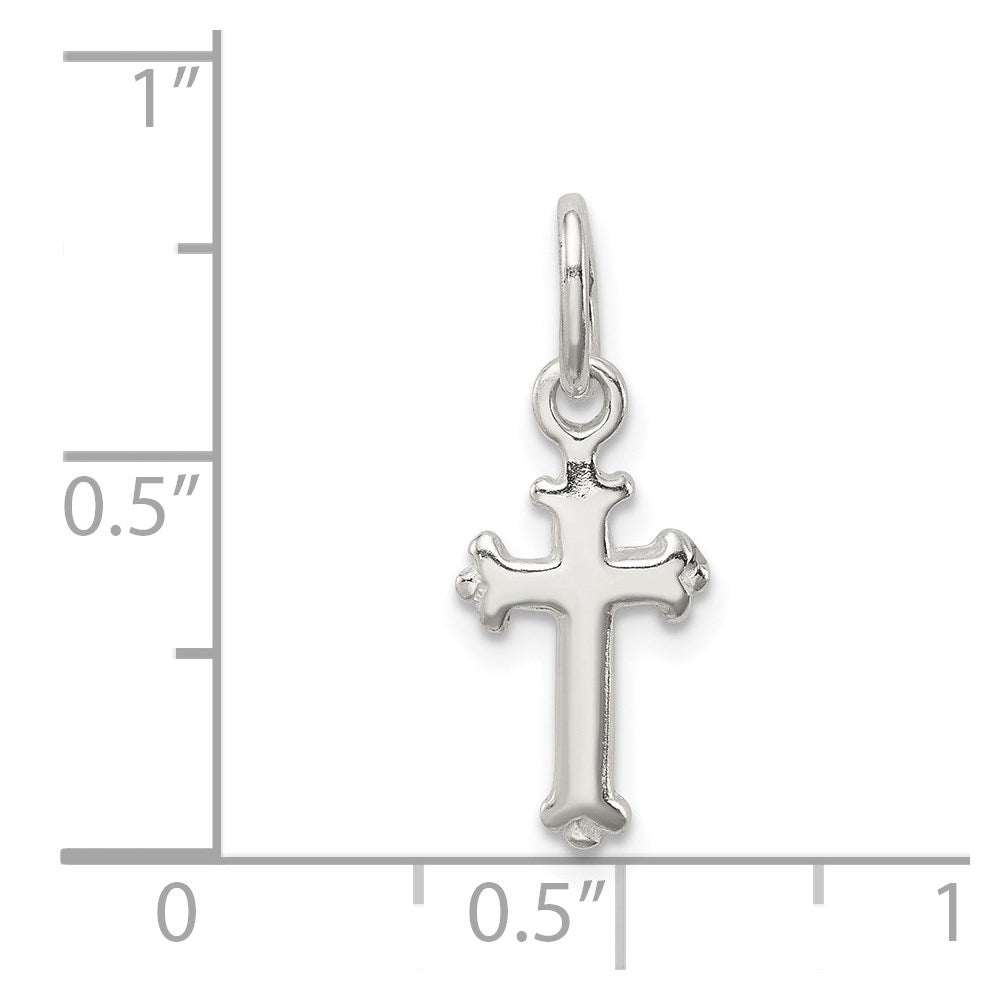 Sterling Silver Fleur De Lis Cross Charm - Product Photo