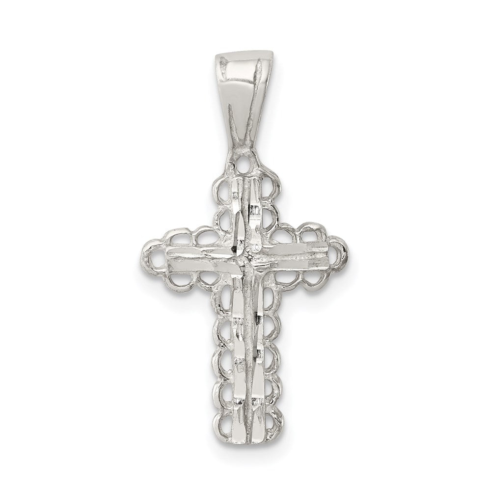 Sterling Silver Budded Cross Pendant - Product Photo