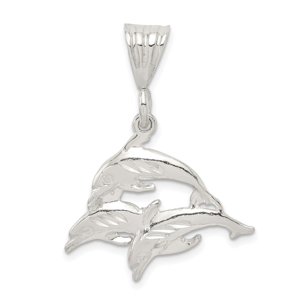 Sterling Silver Trio of Dolphins Pendant - Product Photo