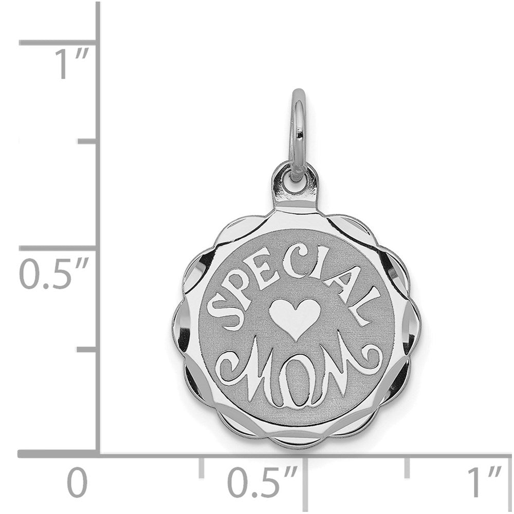 Sterling Silver Rhodium-plated Special Mom Disc Charm - Product Photo