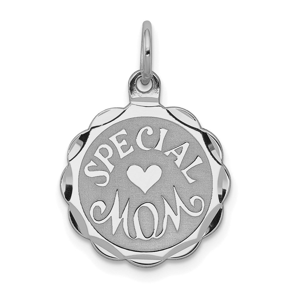 Sterling Silver Rhodium-plated Special Mom Disc Charm - Product Photo