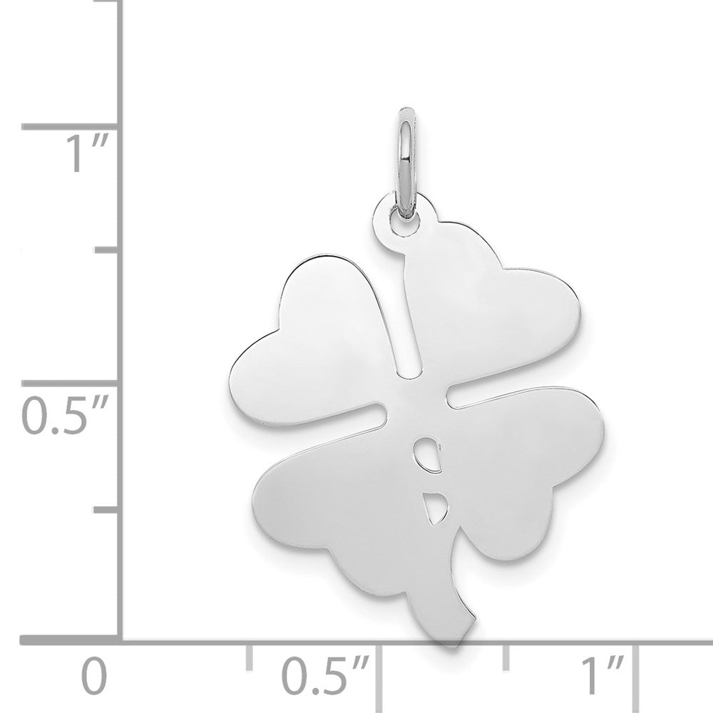 Sterling Silver Rhodium-plated 4-leaf Clover Polished Disc Charm - Product Photo