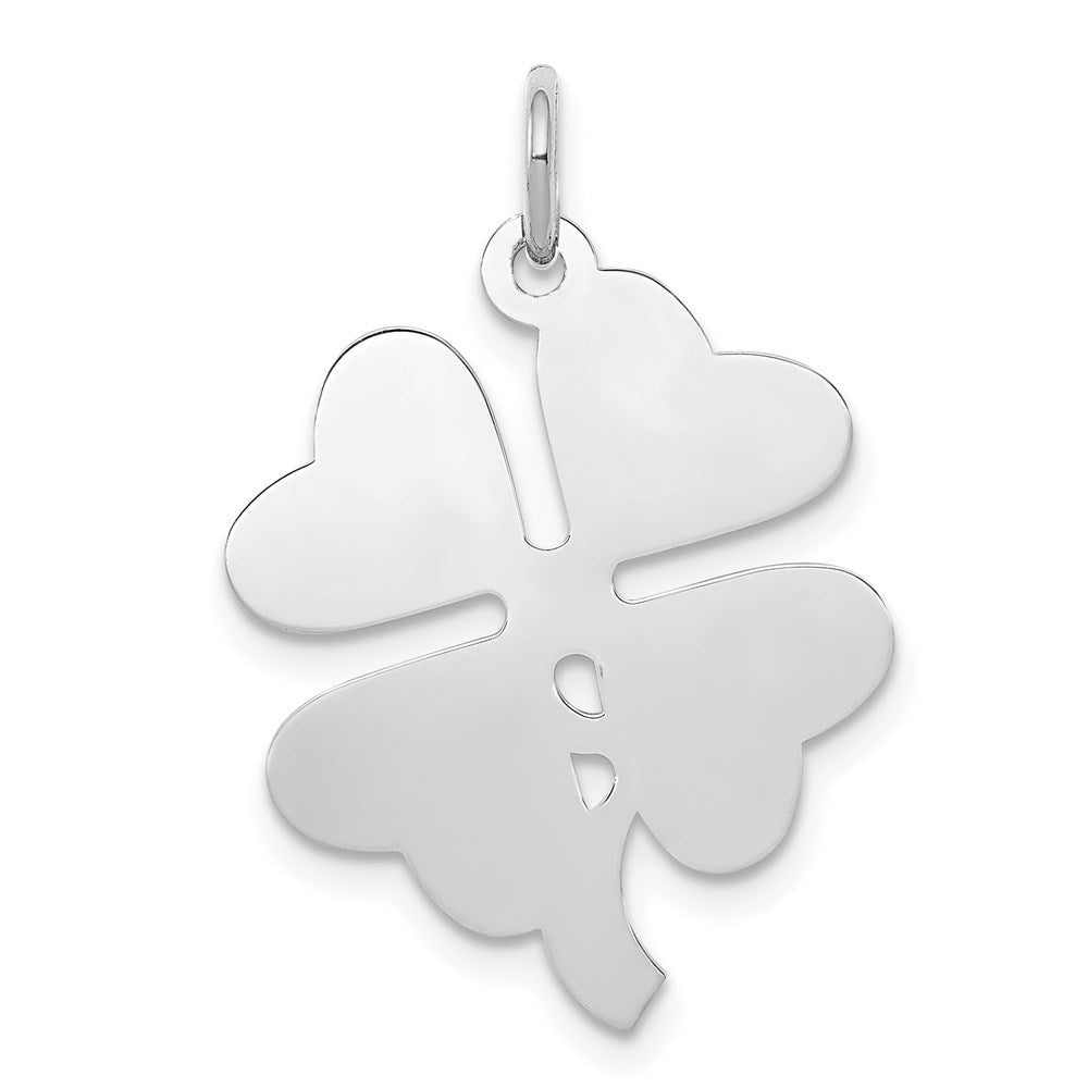 Sterling Silver Rhodium-plated 4-leaf Clover Polished Disc Charm - Product Photo