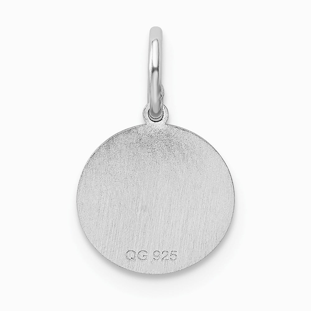Sterling Silver Rhodium-plated Baptism Disc Charm - Product Photo