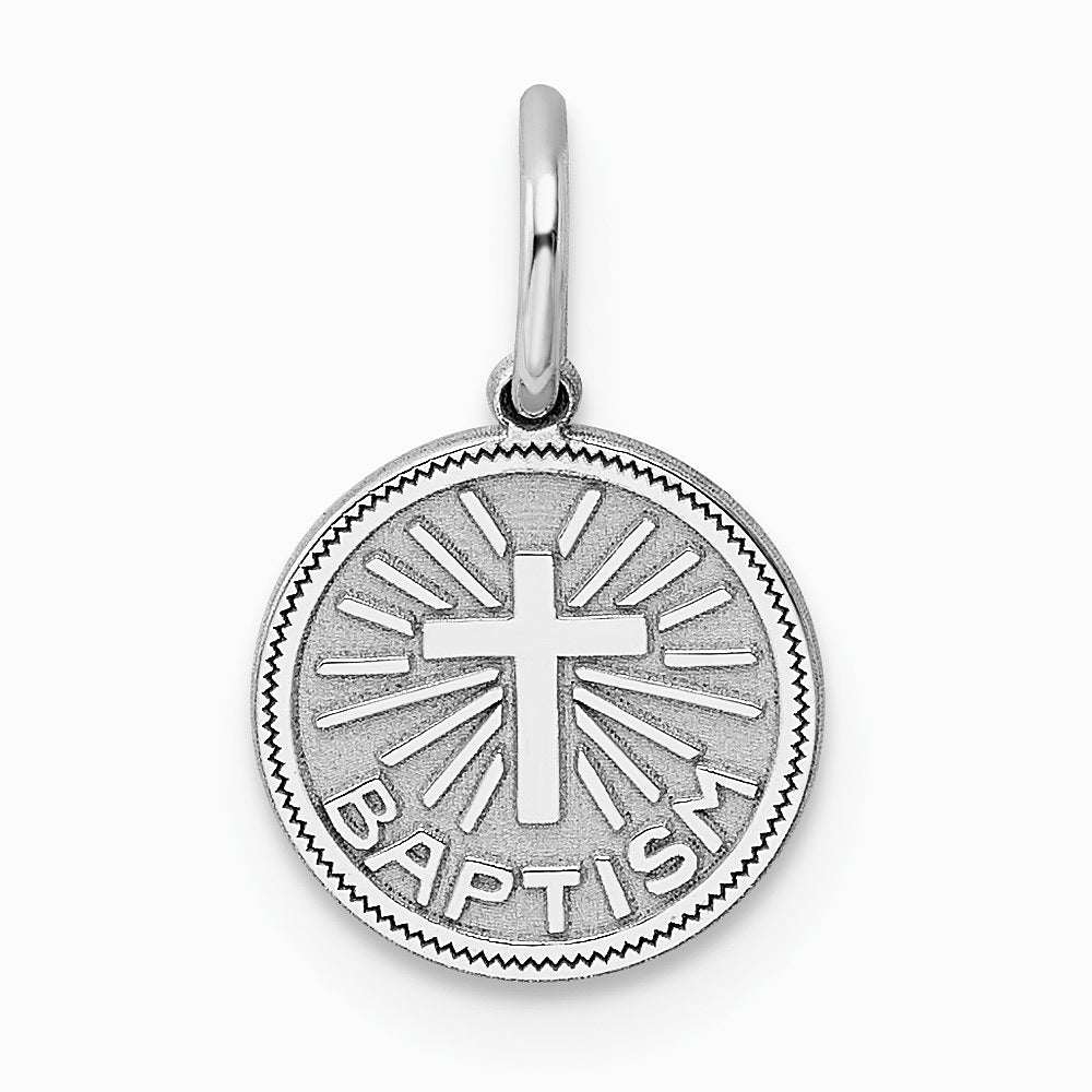 Sterling Silver Rhodium-plated Baptism Disc Charm - Product Photo