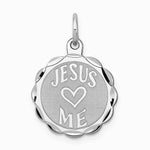 Sterling Silver Rhodium-plated Jesus Loves Me Disc Charm - Product Photo