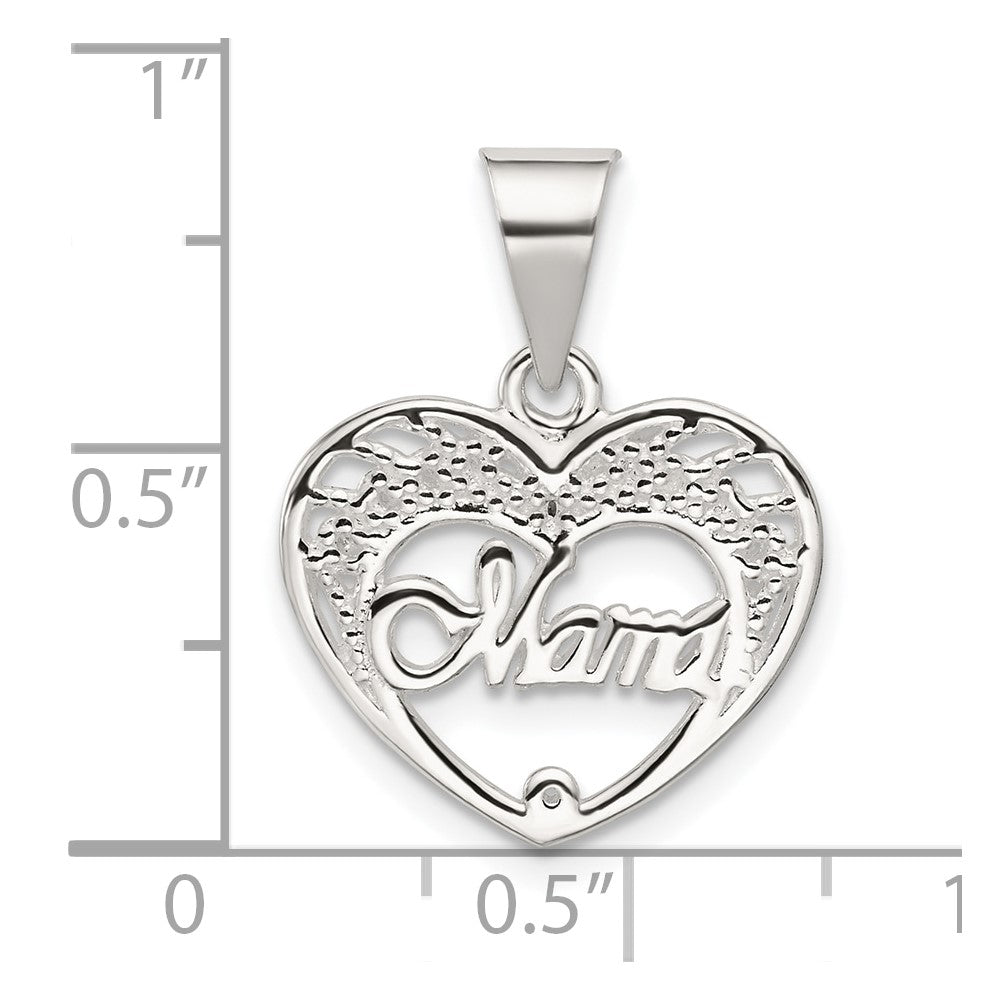 Sterling Silver Mama Heart Charm - Product Photo