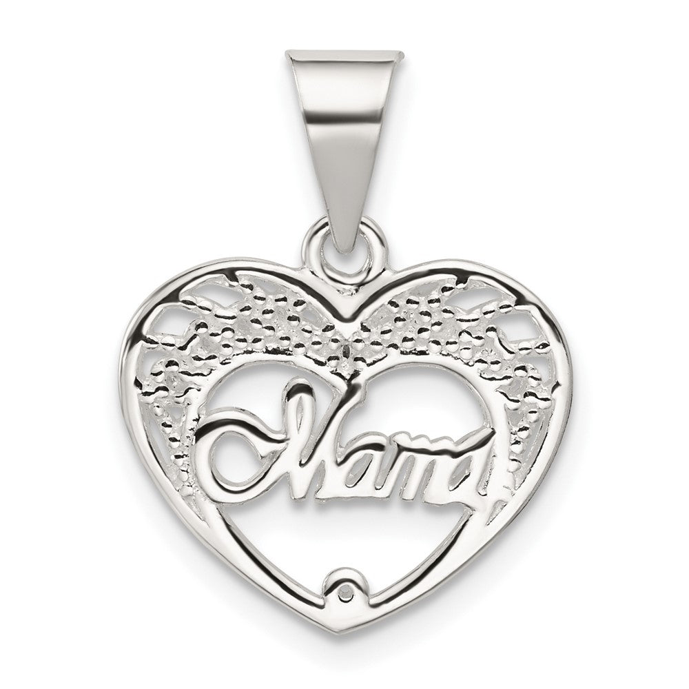 Sterling Silver Mama Heart Charm - Product Photo