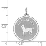 Sterling Silver Rhodium-plated Chihuahua Disc Charm - Product Photo