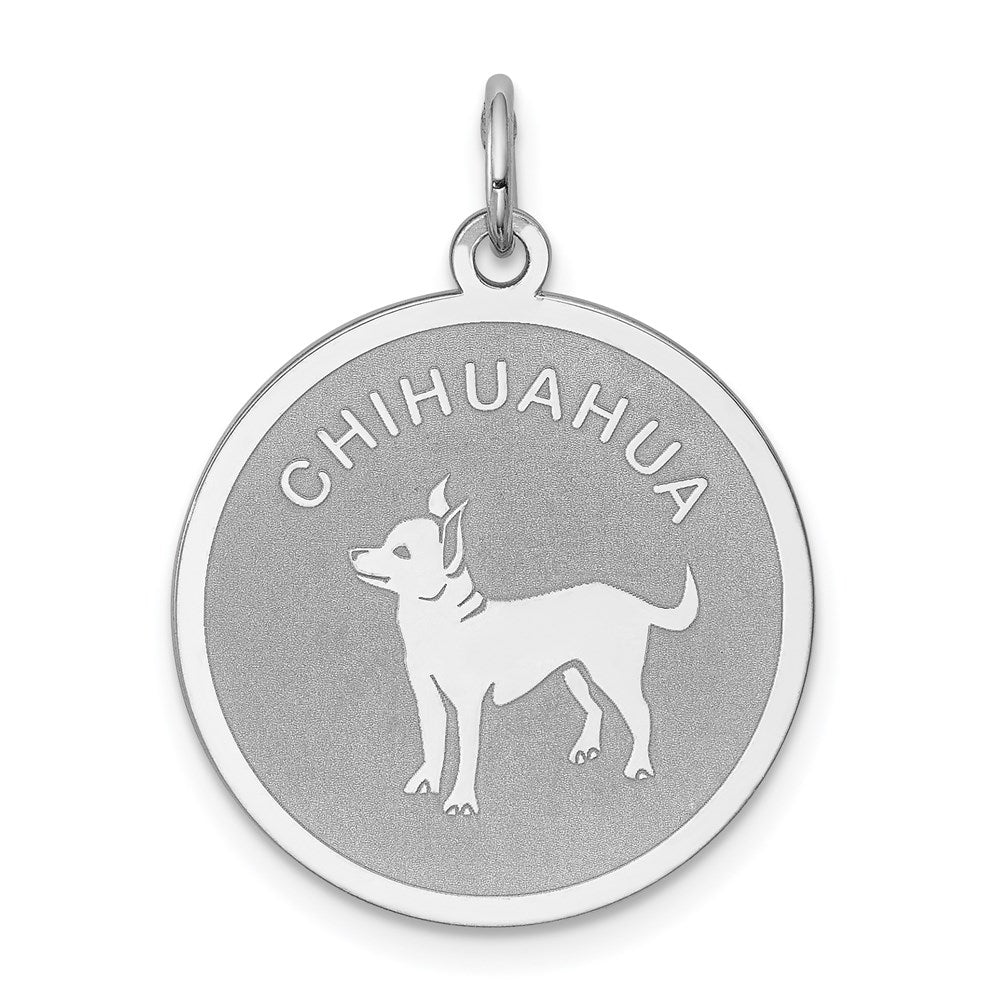 Sterling Silver Rhodium-plated Chihuahua Disc Charm - Product Photo