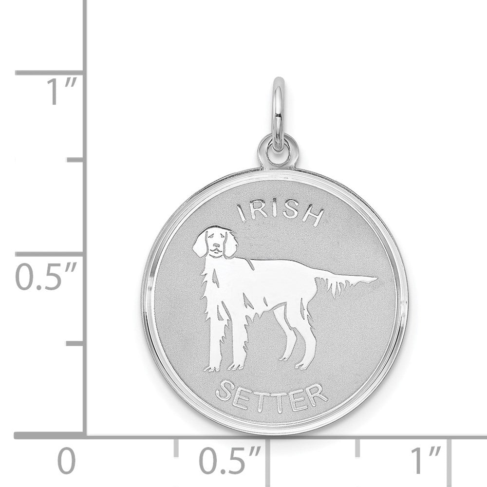 Sterling Silver Rhodium-plated Irish Setter Disc Charm - Product Photo