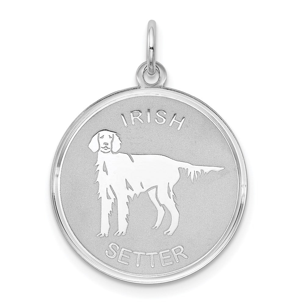 Sterling Silver Rhodium-plated Irish Setter Disc Charm - Product Photo