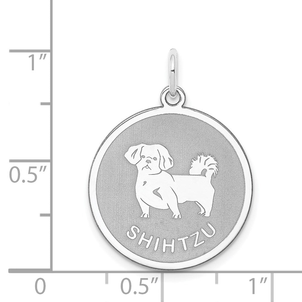 Sterling Silver Rhodium-plated Shih Tzu Disc Charm - Product Photo