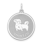 Sterling Silver Rhodium-plated Shih Tzu Disc Charm - Product Photo
