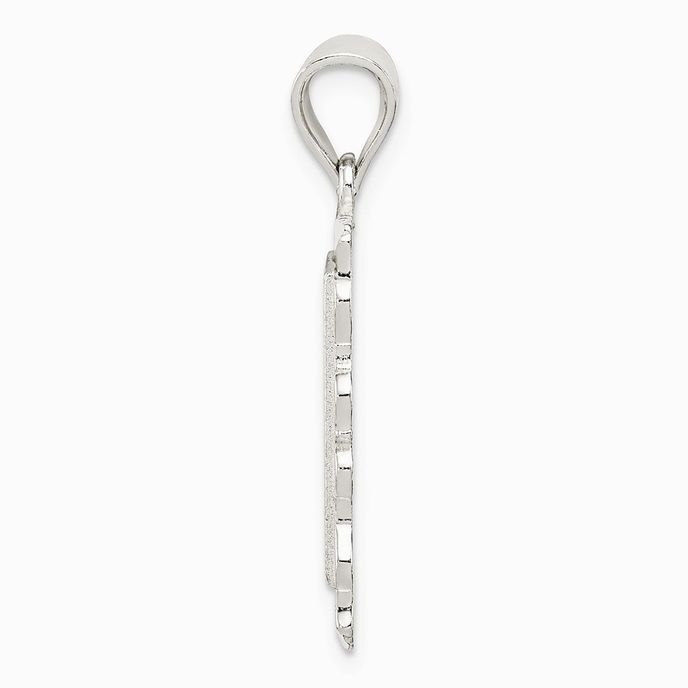 Sterling Silver Square Diamond-cut Letter B Initial Pendant - Product Photo