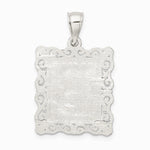 Sterling Silver Square Diamond-cut Letter B Initial Pendant - Product Photo